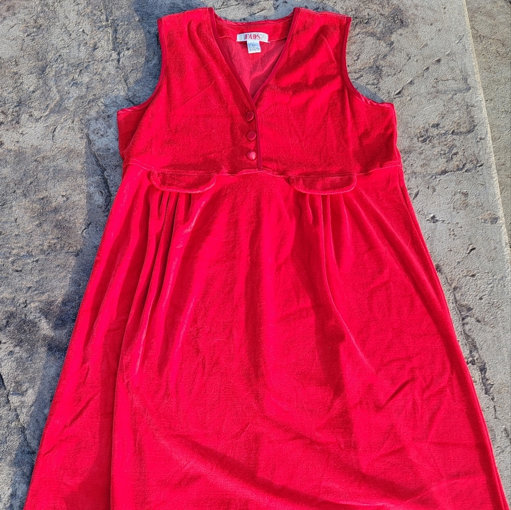 Red plush material dress cover up